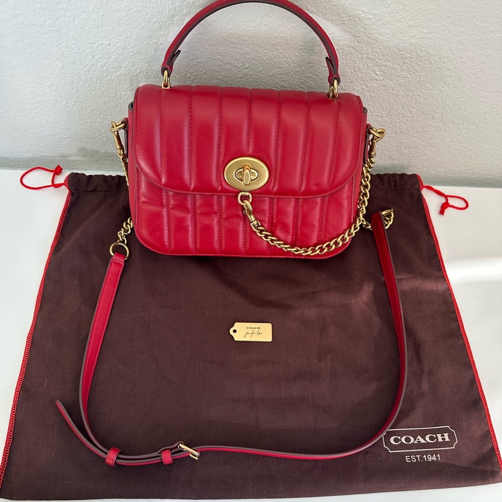Coach Cherry Red Quilted Shoulder Bag